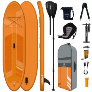 LifeGoods SUP Board - Luxe Set - met Zitje - Opblaasbaar Paddle Board - Max. 135KG - 320x81cm - Oranje